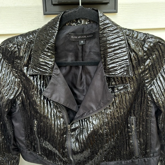 ELISE OVERLAND LADIES BLACK SHINY ZIPPER TOP-4 - Picture 4 of 8